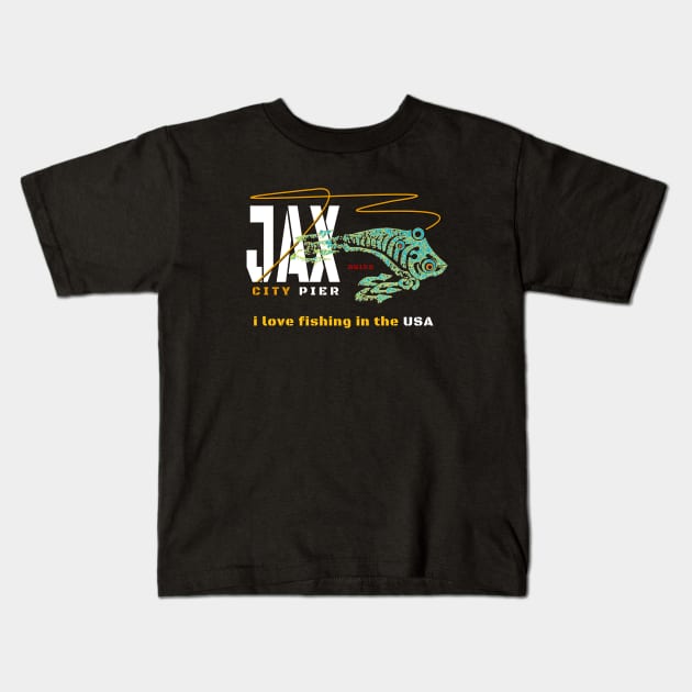 JAX City Pier, Jacksonville Beach Pier Kids T-Shirt by The Witness